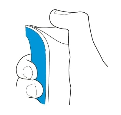 STAP 2: Druk het spuitbusje in met uw duim.